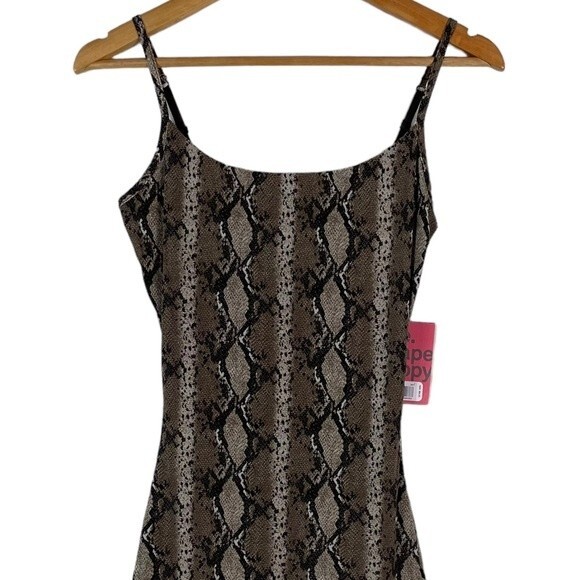 Yummie Tummy Carine Shaper Slip Dress Brown Snake Print Size Small NWT - Picture 2 of 10